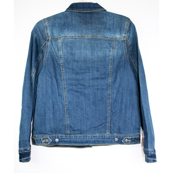 Floral Embroidered Med. Wash Denim Jacket NWT - Picture 3 of 8